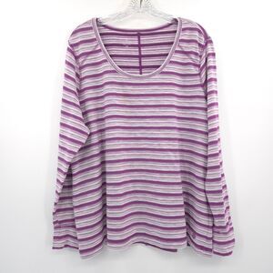 T by Talbots striped long sleeve shirt Size 2X purple textured knit scoop neck